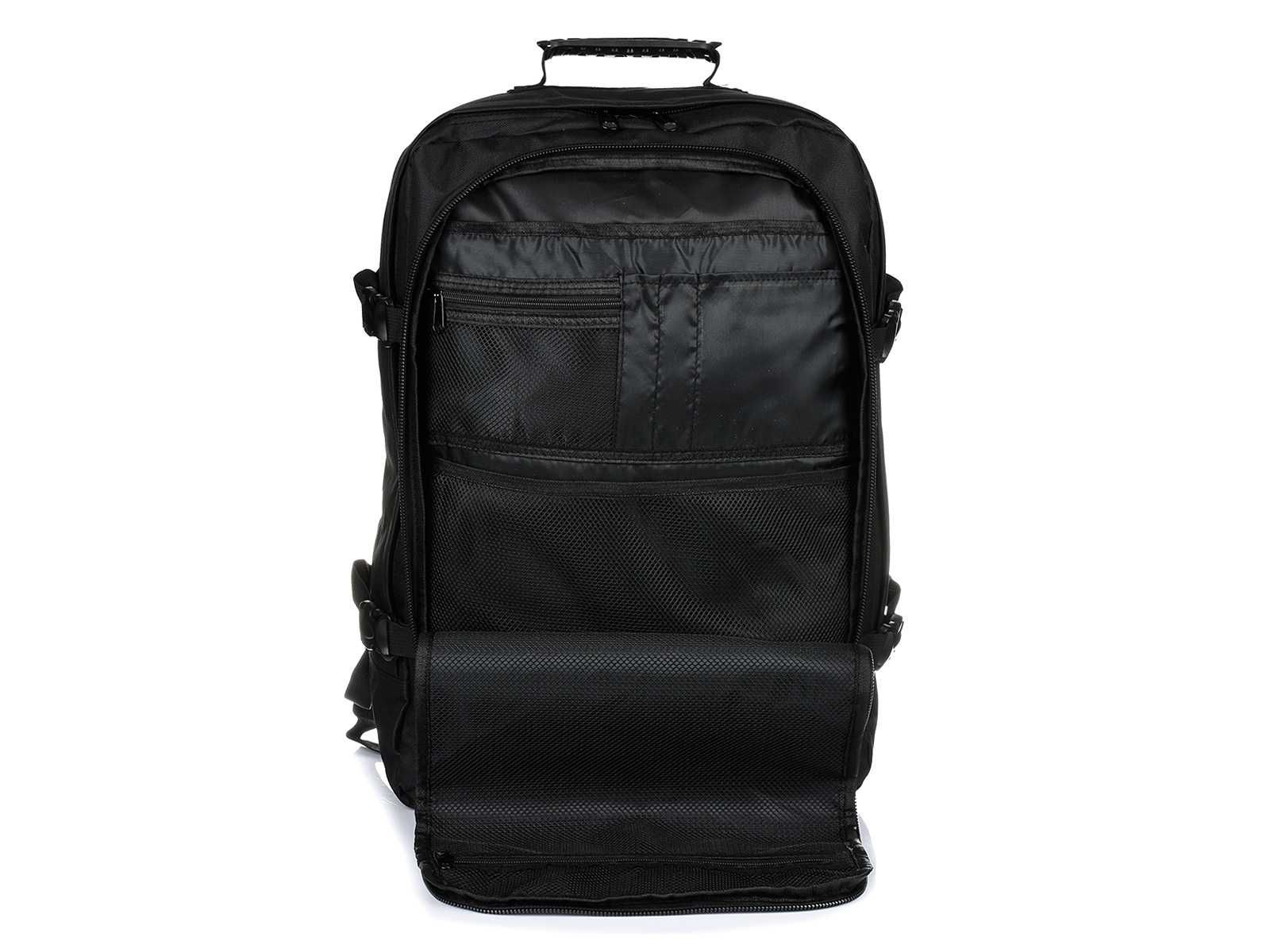 Czarny plecak podróżny, plecak sportowy, bagaż podręczy do samolotu