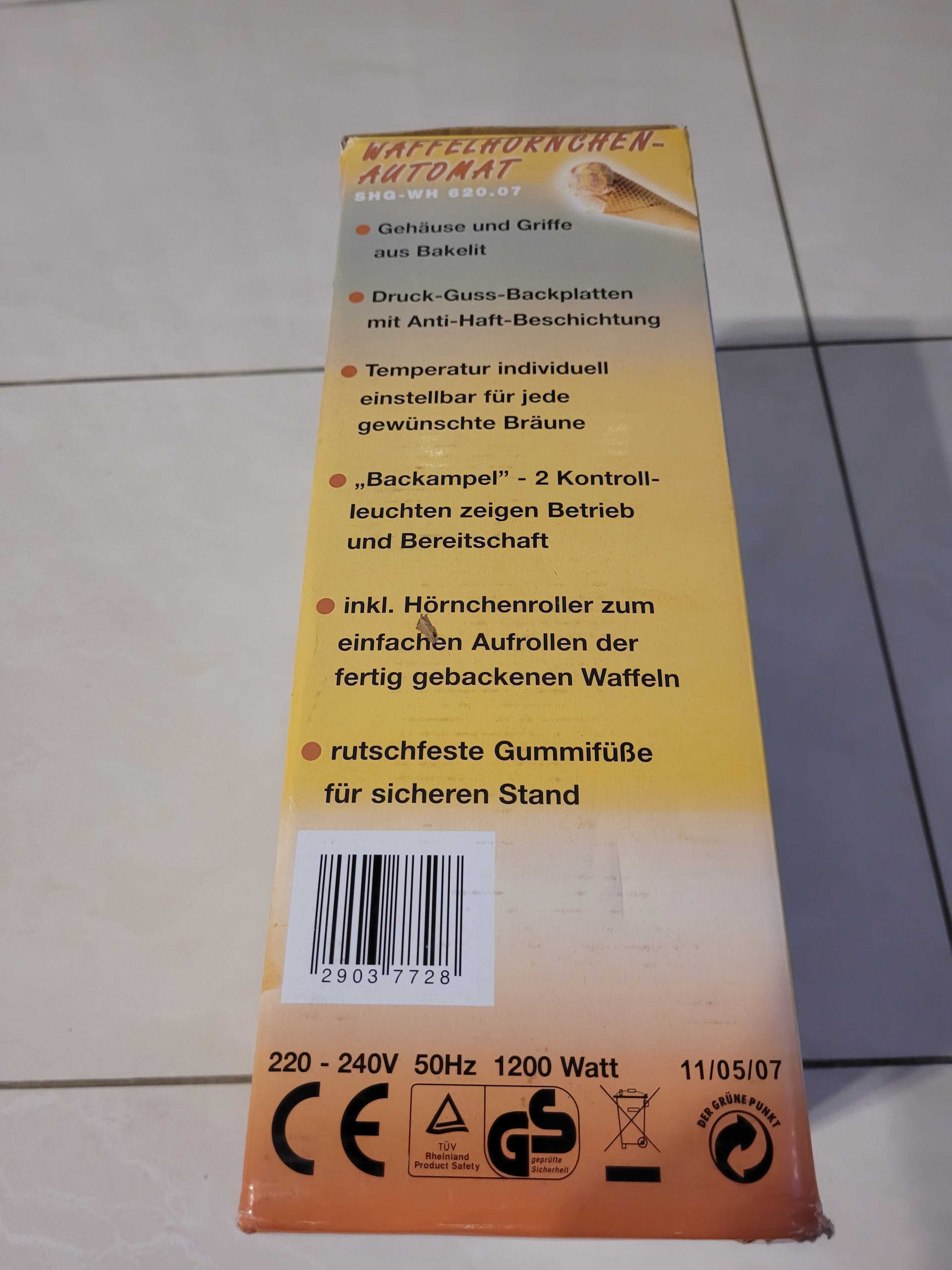 Wypiekacz do wafli rożków mocny, wafelnica  1200 watt