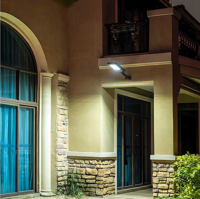 Mocna lampa solarna LED 1200W, czujnik zmierzchu, uchwyt GRATIS!