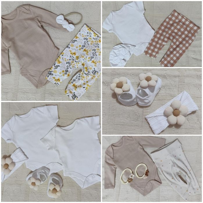 Mega paka wyprawka Smutne beżowe dziecko 50-56-62 Newbie Wool