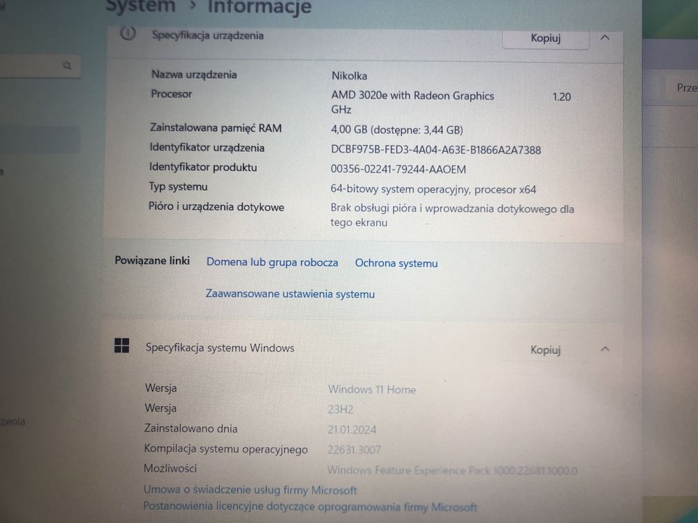 acer aspire 3 a315-23 (ewentualna zamiana za MacBook)