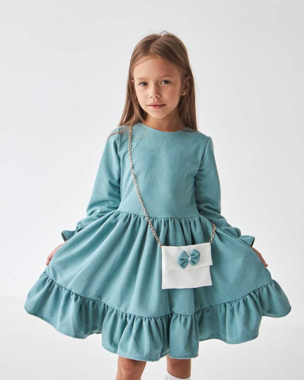 Нарядна сукня плаття на дівчинку 98-128 см 3-8 років Замш