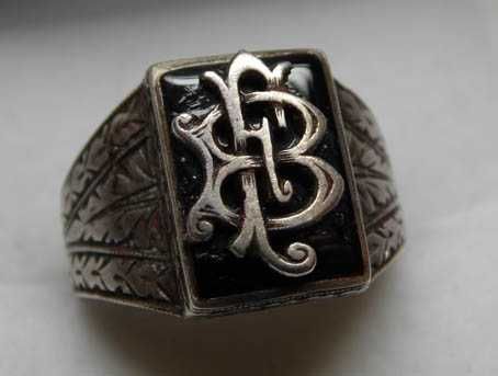 Srebrny sygnet monogram FB BR R.15