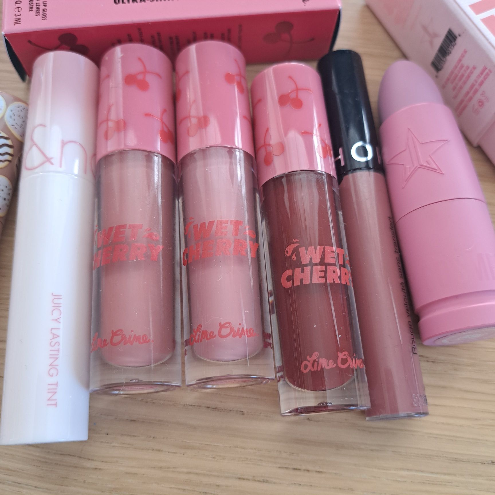 ZESTAW Too Faced Lime Crime Peripera Rom&nd Jeffree Star tint pomadka