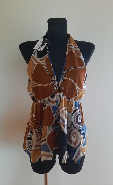 Top Kate by Laltramoda brąz, beż, musztarda, niebieski, biały