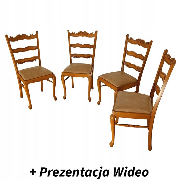 Wytworny komplet 4 krzeseł Ludwik vintage
