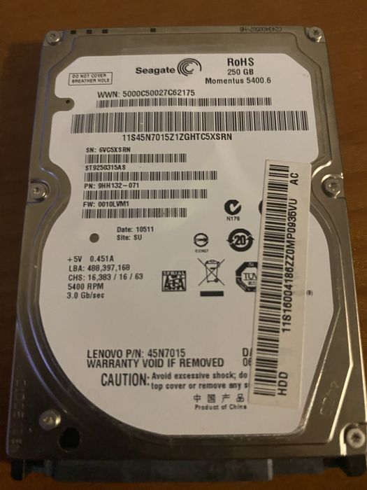 Жесткий диск Seagate 250GB 5400rpm