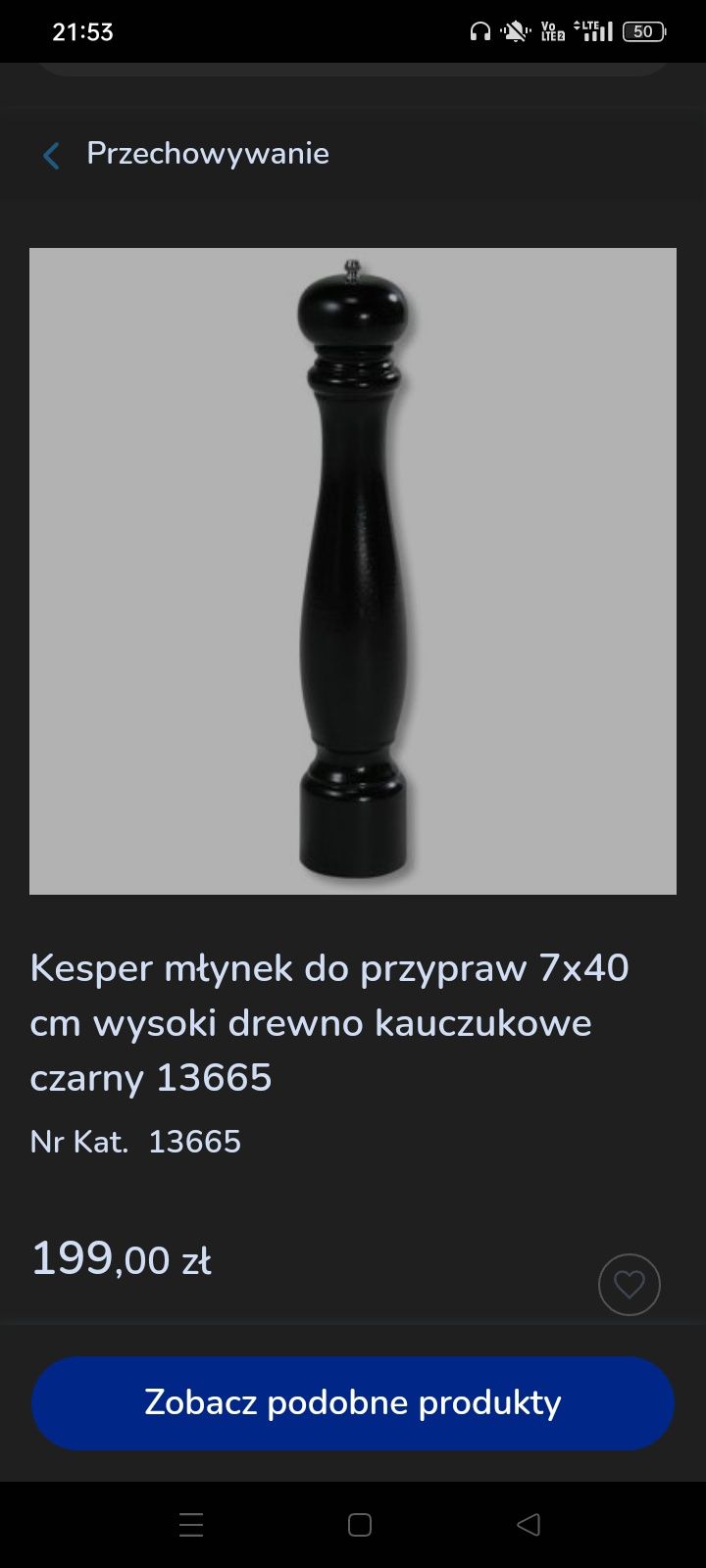 Kesper młynek do przypraw 7x40 cm wysoki drewno kauczukowe czarny