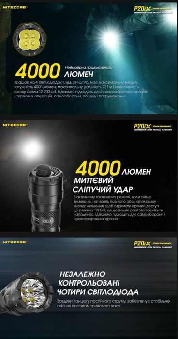Nitecore P20iX Надпотужний тактичний ліхтар/4000люмен