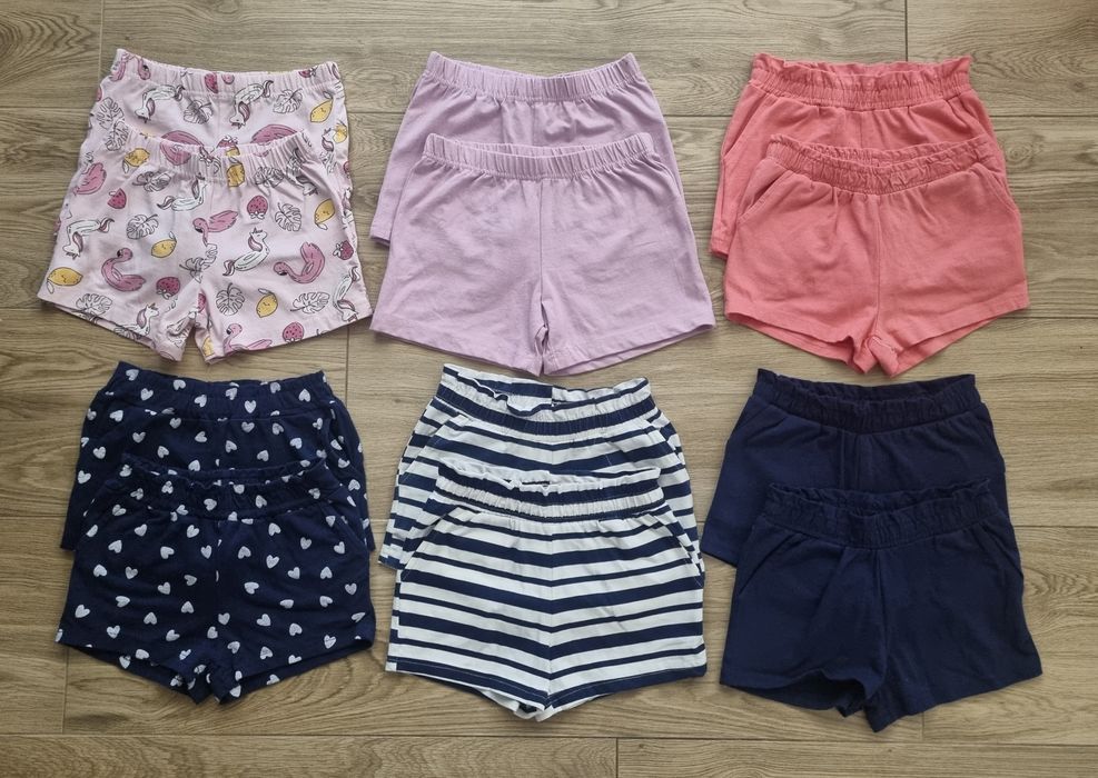 12 x szorty krótkie spodenki dziewczynki r. 104 / Sinsay / Bliźniaczki