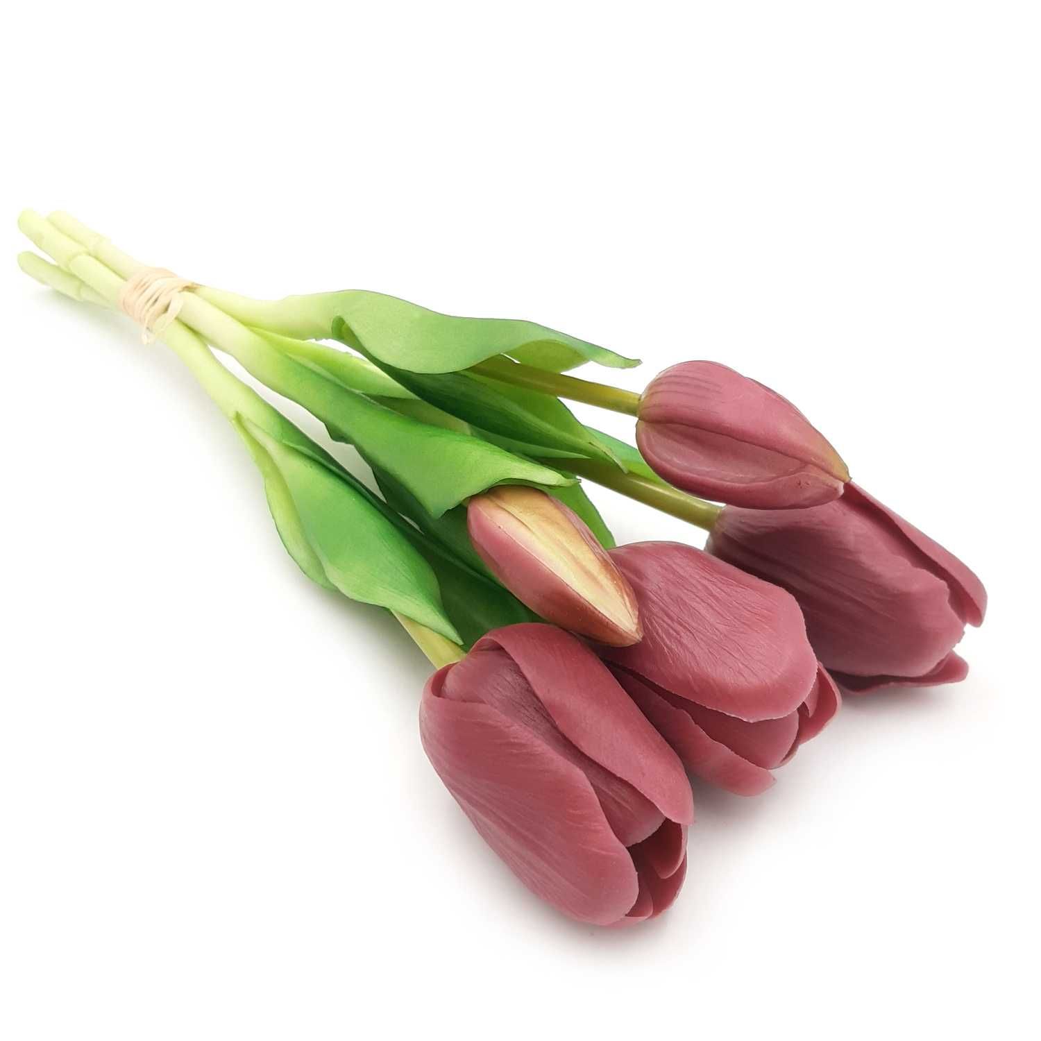 Tulipan silikonowy sztuczne tulipany bukiet 5 sztuk FIOLETOWE