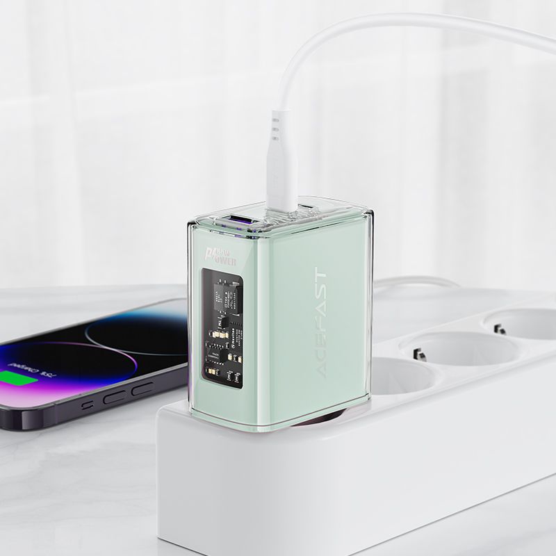 ładowarka sieciowa gan 65w 3 porty 1x usb 2x usb-c różowa