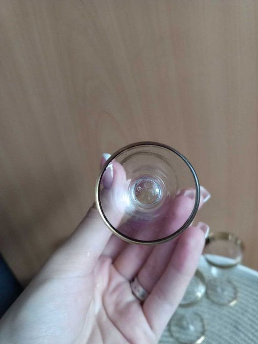 Рюмки на ножке с позолотой, Богемия Bohemia 6 шт (20 мл)