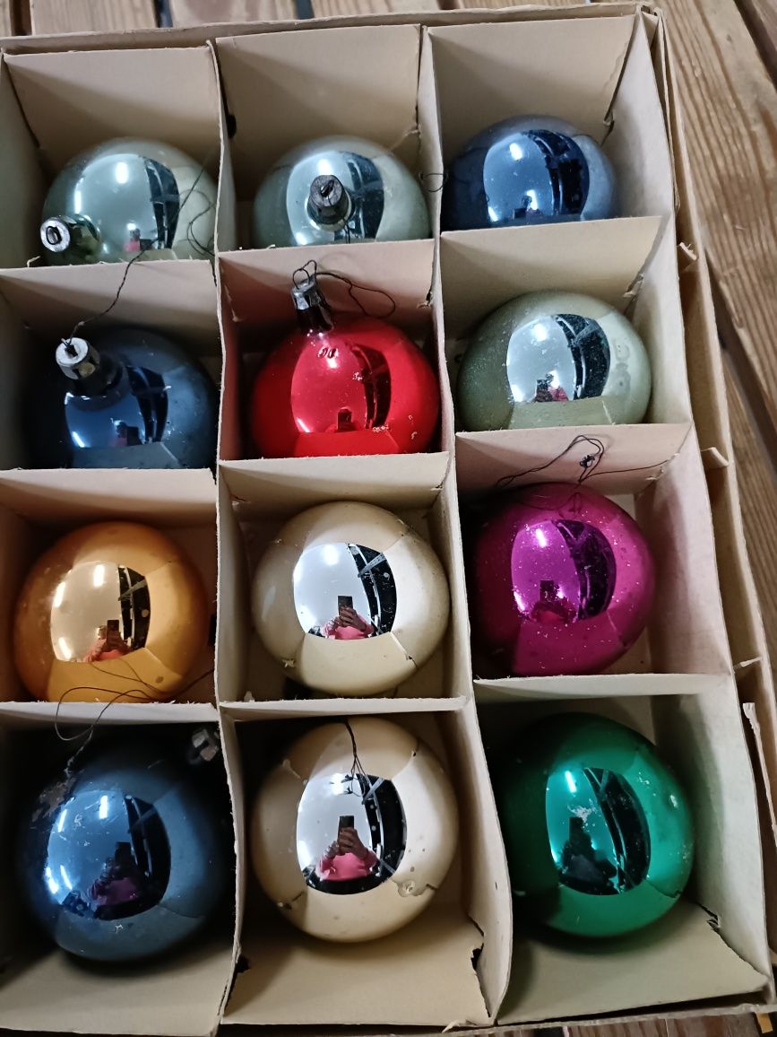 Bombki choinkowe prl kolorowe 1