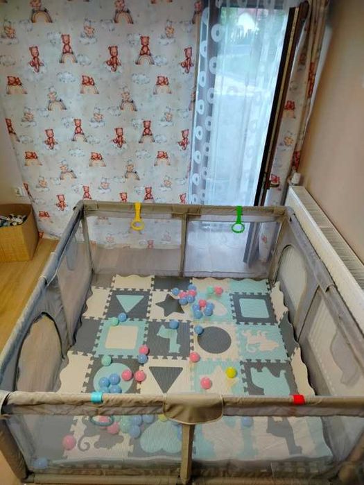4w1 XXL Kojec Dla Dzieci 140x140cm Plac Zabaw Suchy Basen + GRATISY