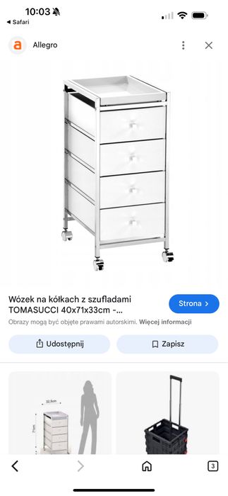 Wózek na kółkach z szufladami 40x71x33cm
