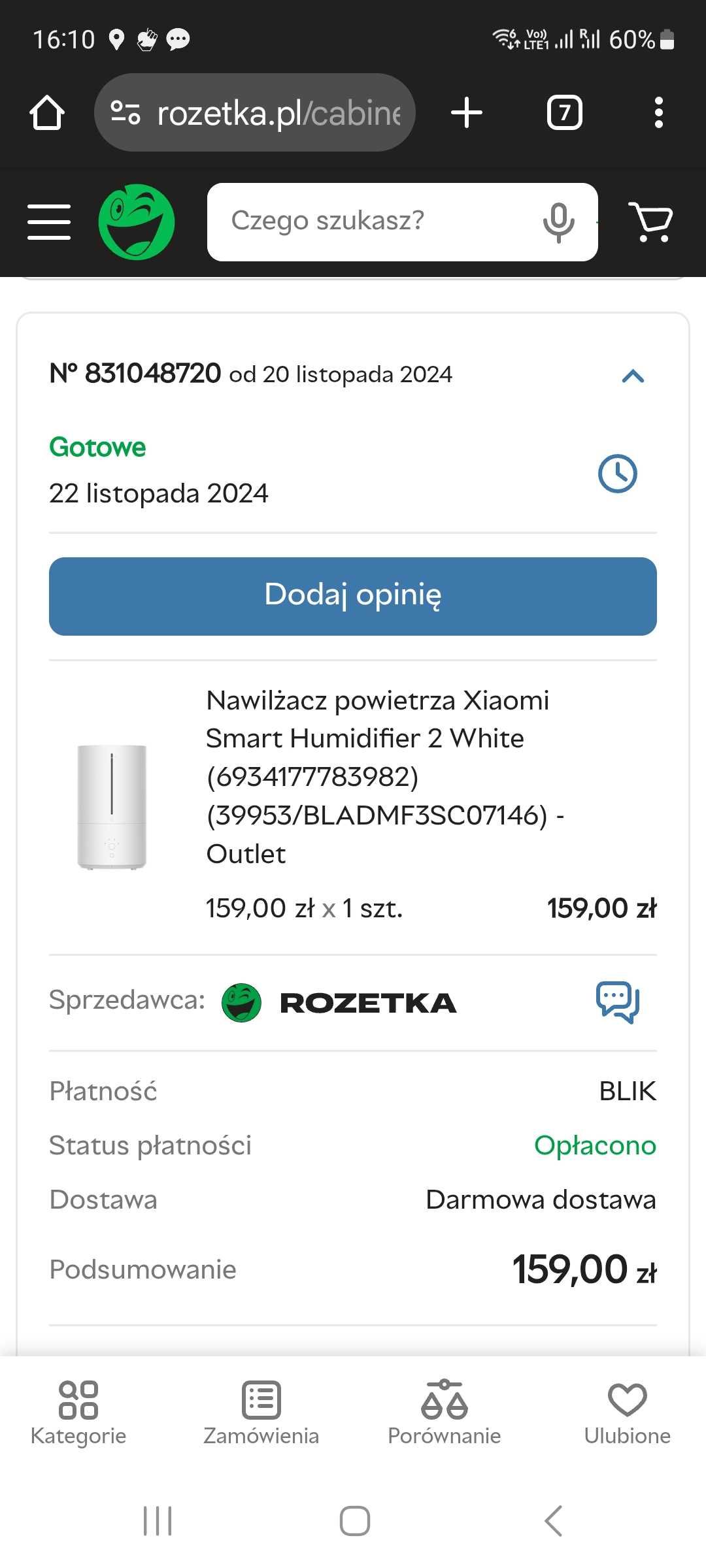 Nawilżacz powietrza Xiaomi Smart Humidifier 2 White