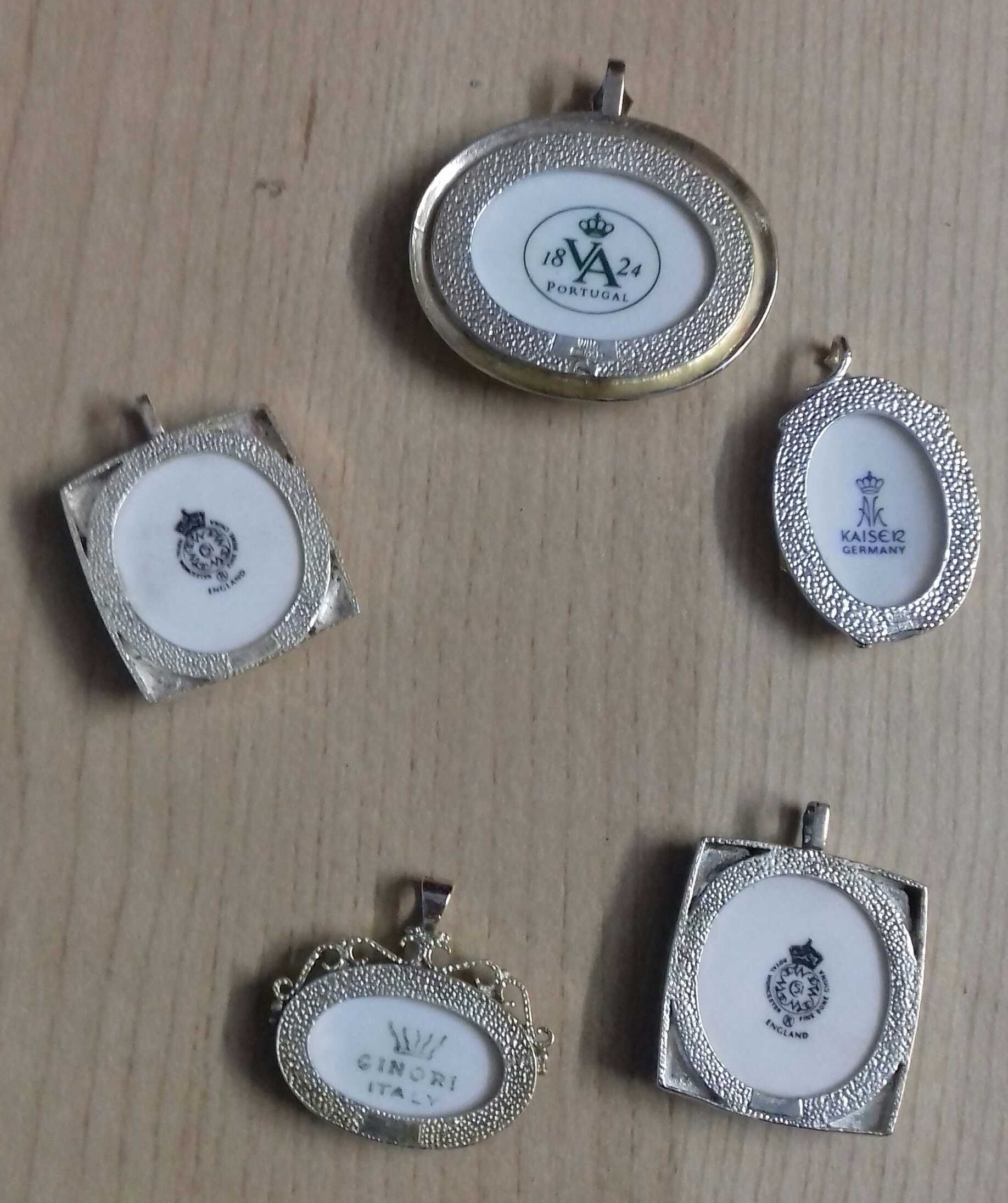 Pendentes em Porcelana com Aro em Prata