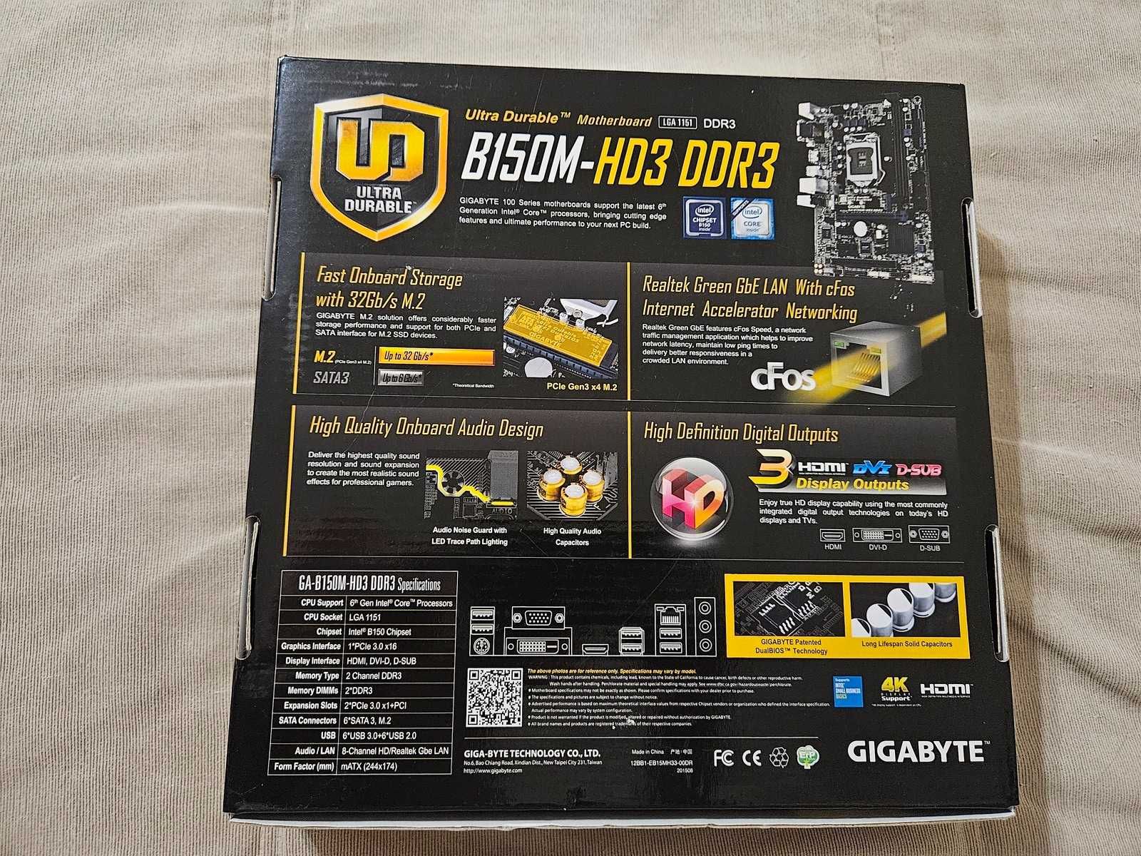 Gigabyte GA-B150M-HD3 материнська плата + G4400 Intel Socket 1151 проц