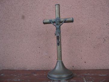 Stary stojący krzyż-mosiądz platerowany srebrem