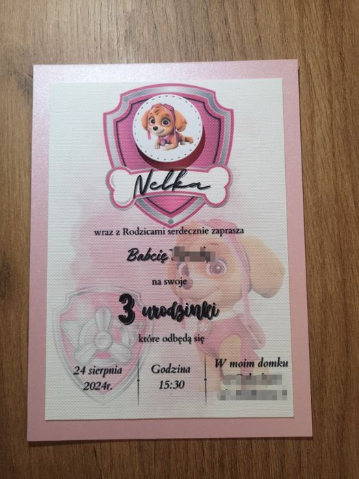 Zaproszenie Skye - Psi Patrol