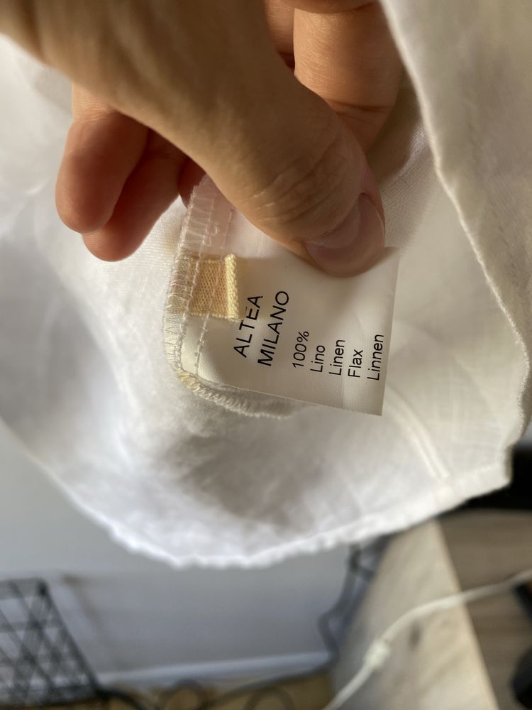 Lniana biala dluga koszula tunika sukienka