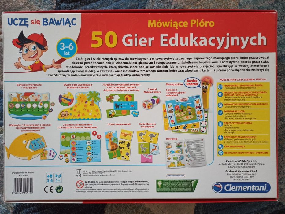 Mówiące pióro 50 gier edukacyjnych Clementoni - kompletne