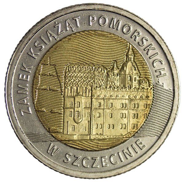 Moneta kolekcjonerska 5 złoty zamek książąt pomorskich