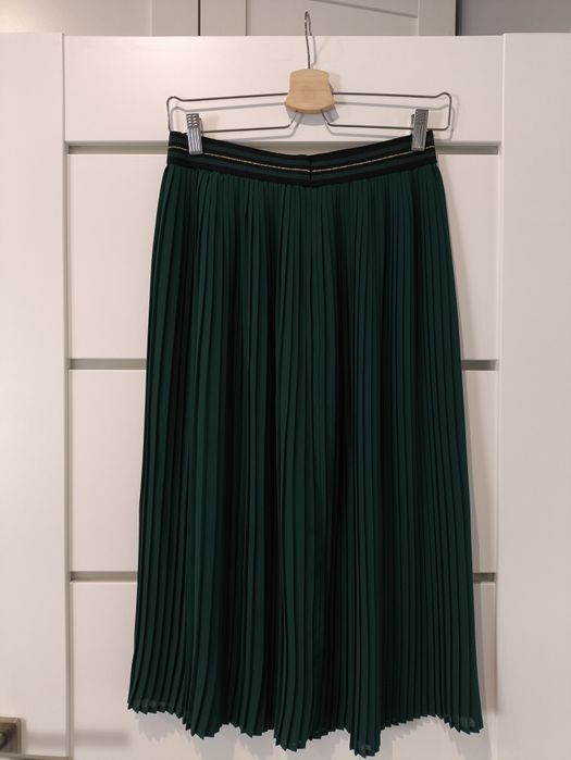 Spódnica damska świąteczna plisowana butelkowa zieleń rozmiar uni