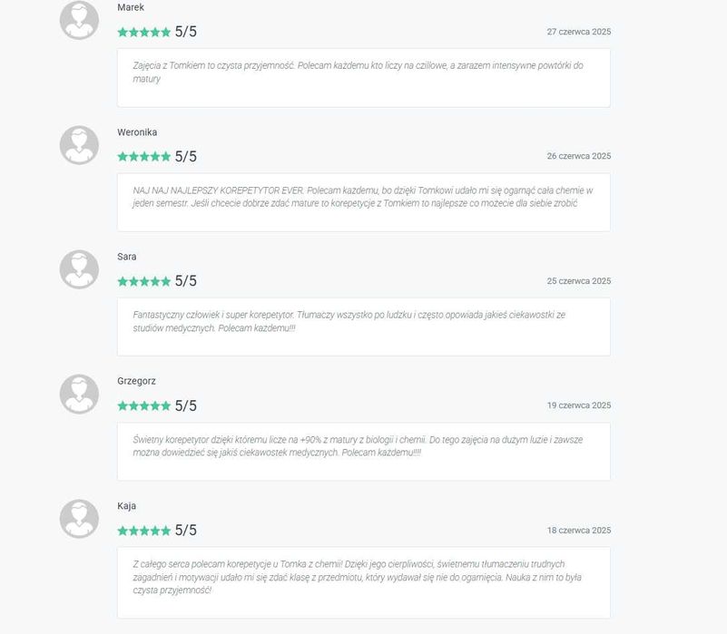 Korepetycje Biologia/Chemia Online - przygotowanie do matury