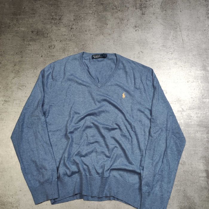 MĘSKI Premium Sweterek 15%Kaszmir Elegancki Błękit Polo Ralph Lauren