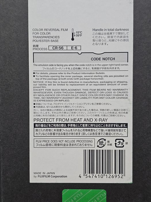 Película filme Fujichrome Velvia 100 20 folhas