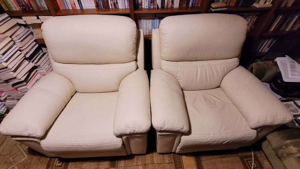 Nowy fotel Dakota rozkładany z relaksem, skóra naturalna, 50% taniej