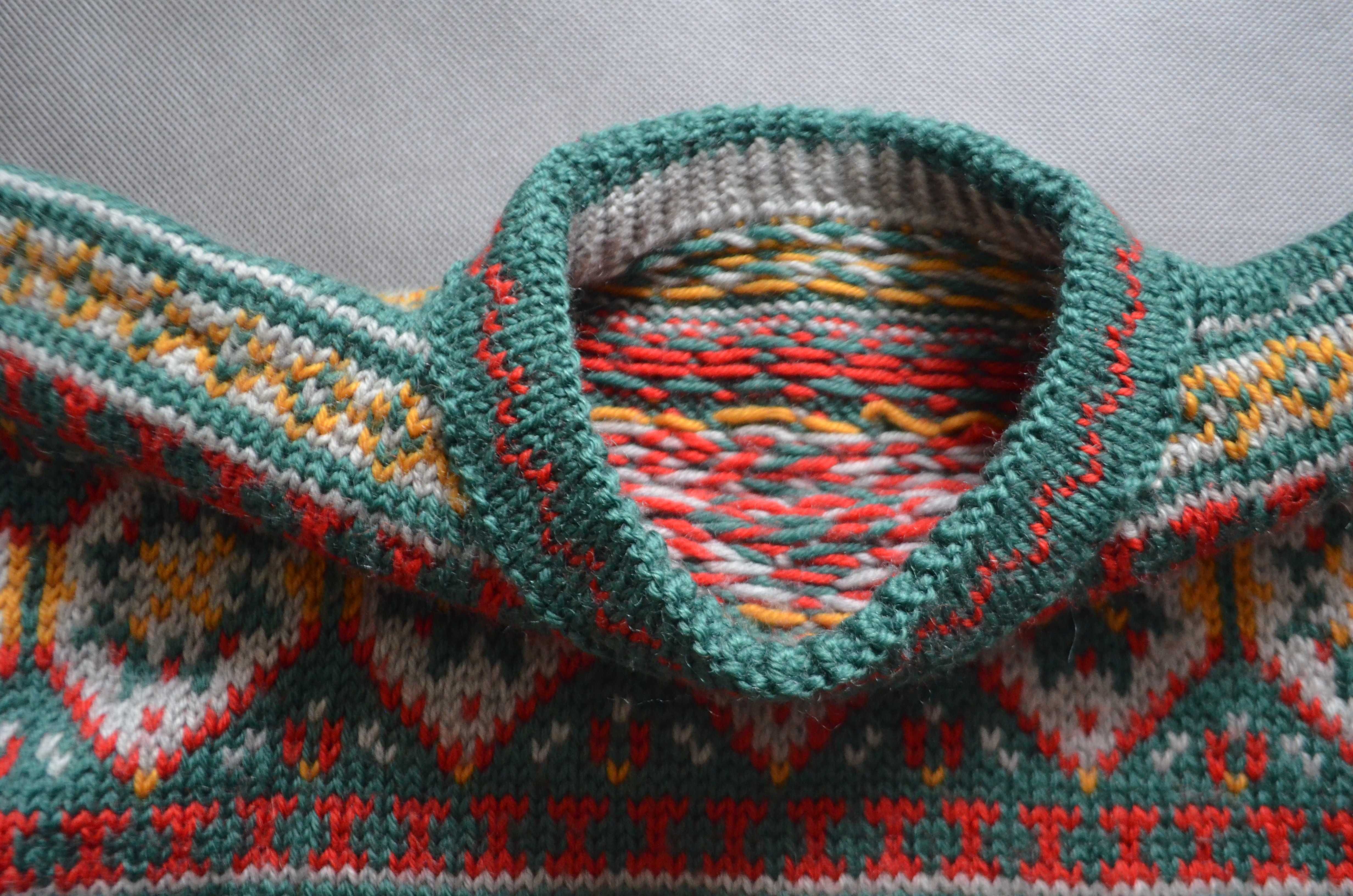 męski sweter wełna 100% na drutach M/L