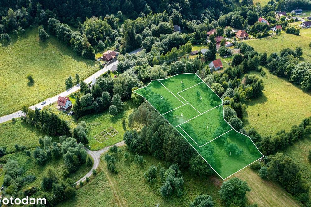 Działki budowlane, góry, otulina leśna, strumyk