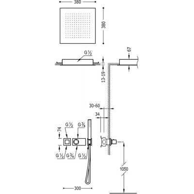 Zestaw natryskowy podtynkowy Block System z baterią termostatyczną