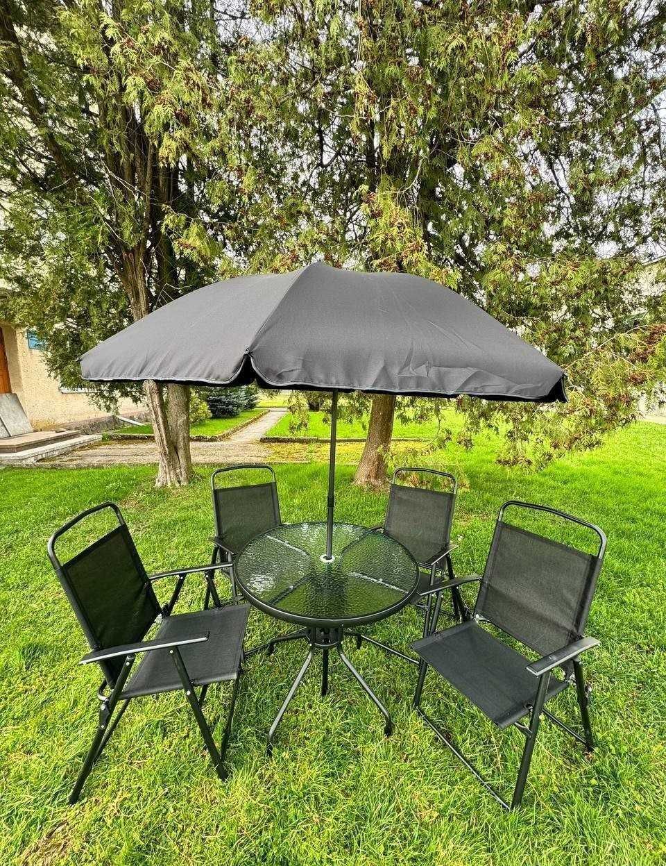Мебель садовая 6 в 1 стол со стульями зонт
