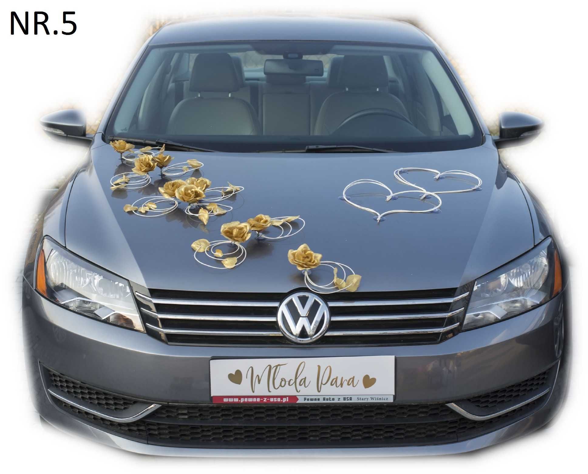 Piękna ZŁOTA ozdoba dekoracja samochodu na samochód do ślubu Nr. 005