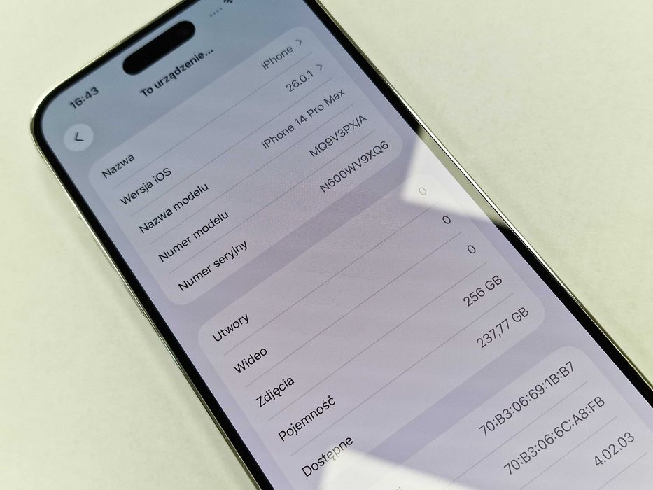 Iphone 14 PRO MAX 256GB/ Silver/ BAT 81%/ Grade A-/ + ładowarka
