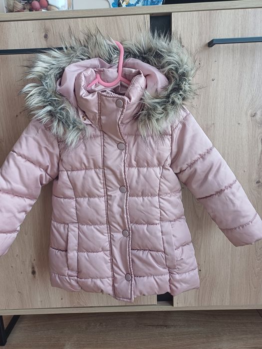 Kurtka zimowa H&M 104 cm, pudrowy róż