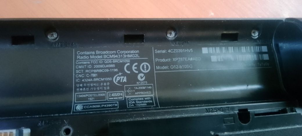 На запчастини ноутбук HP g62