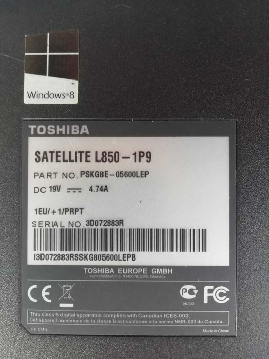 Toshiba Satellite L850-1P9 (Branco) & Pro C850-19J (Preto)-Para Peças