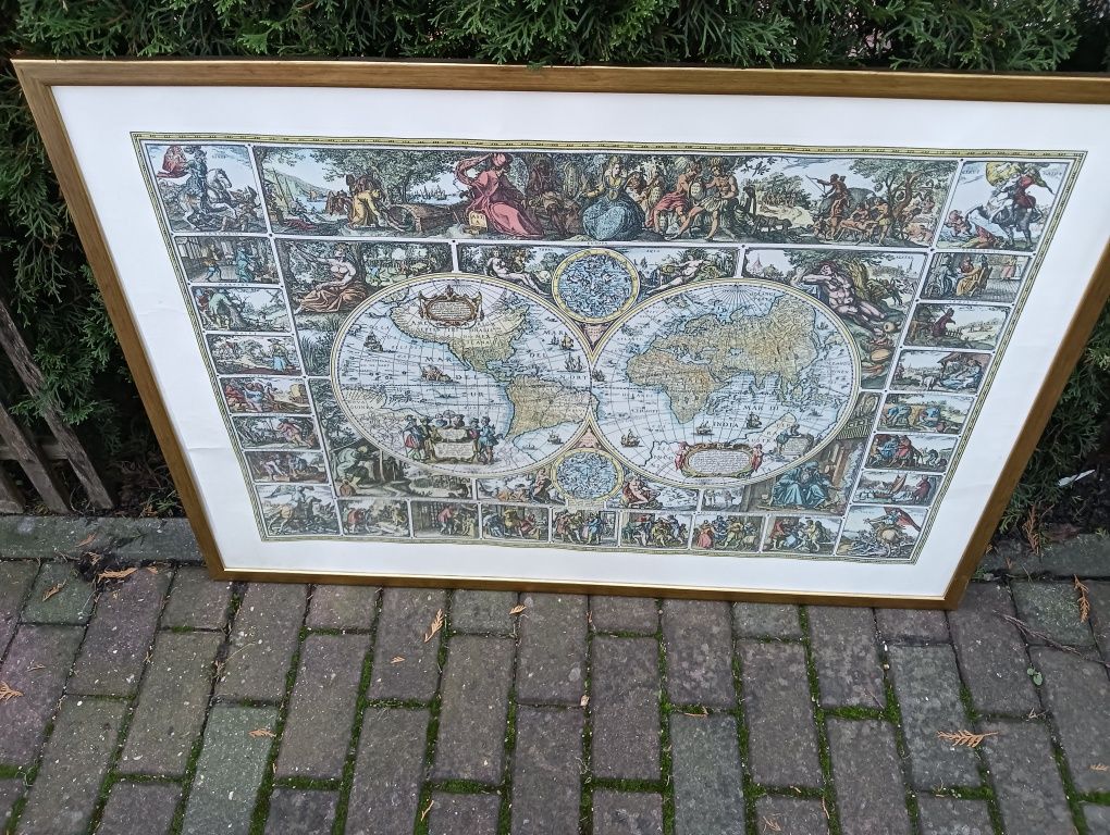 Obraz litografia mapa swiata