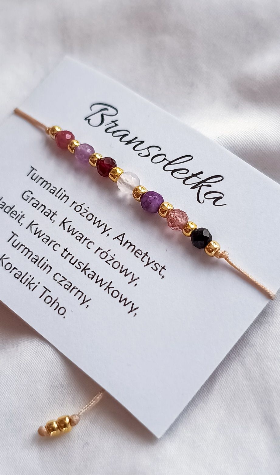 Bransoletka kamienie naturalne minerały granat jadeit ametyst kwarc