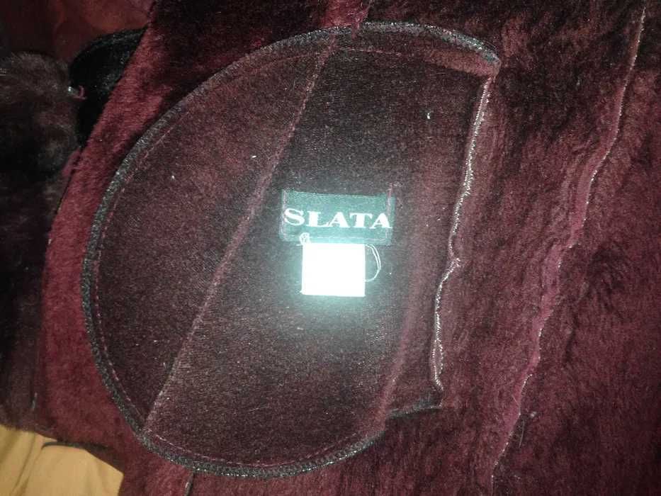 Куртка зимняя с капюшоном, дубленка Slata, искусственный мех, р.46