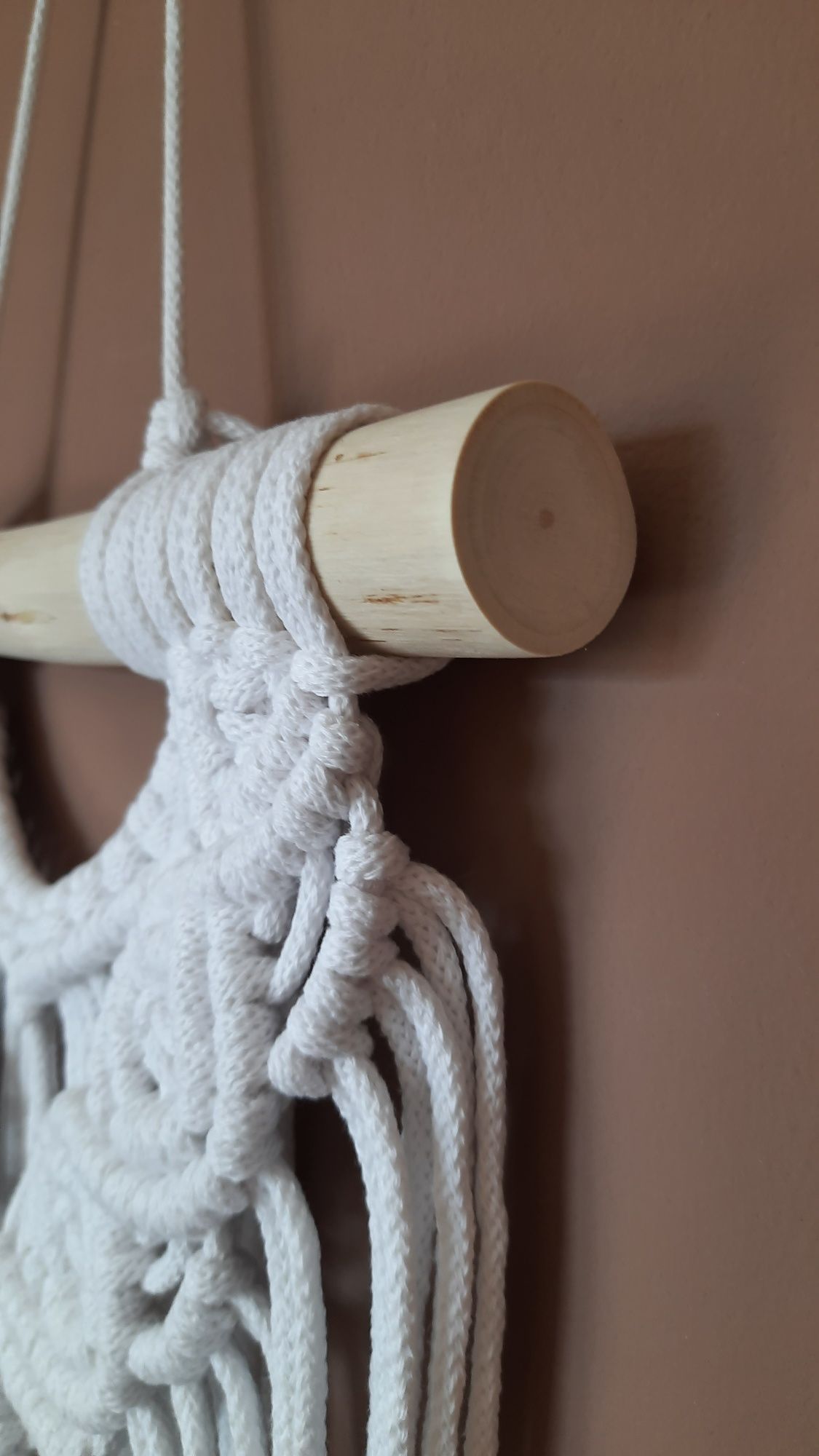 Makrama na kiju boho sznurek pleciony bawełna handmade