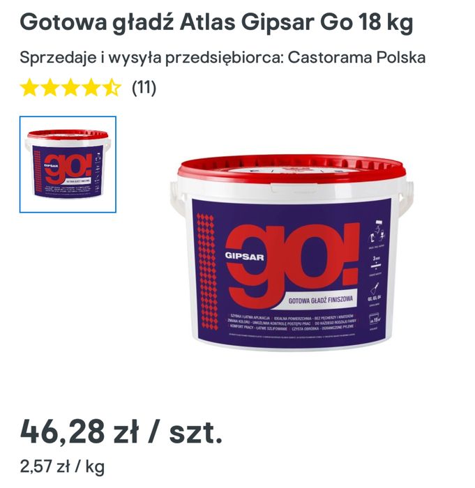 Gotowa gładź atlas gipsar go 18 kg grunt nkp niekapek 10 kg unigrunt
