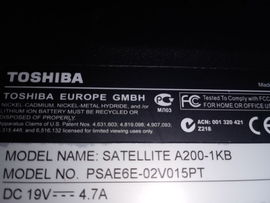 Portátil Toshiba Avariado.