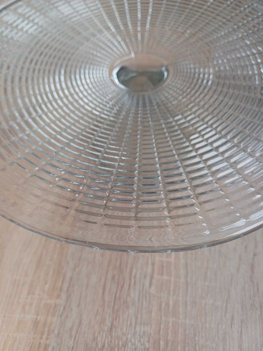 Duża szklana patera na tort, na stożku wys. 26cm Ząbkowice