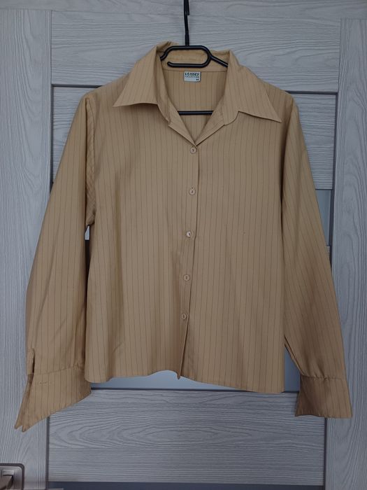 koszula kremowa w paski czarne